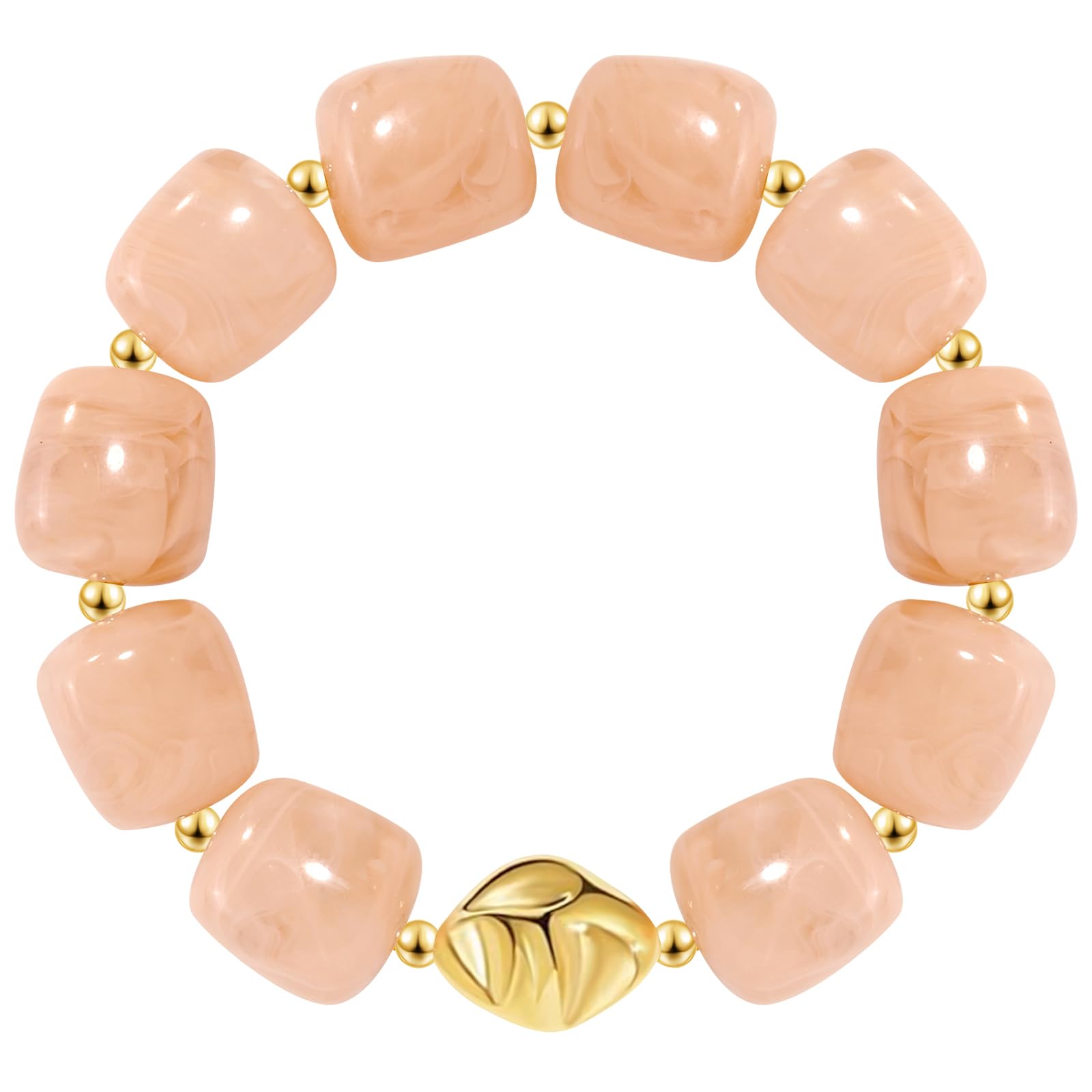 Braccialetto con perline grosse da donna, multicolore, con grandi perline in resina acrilica, elastico e allungabile, braccialetti alla moda e di tendenza, gioielli boho per vacanze estive al mare.