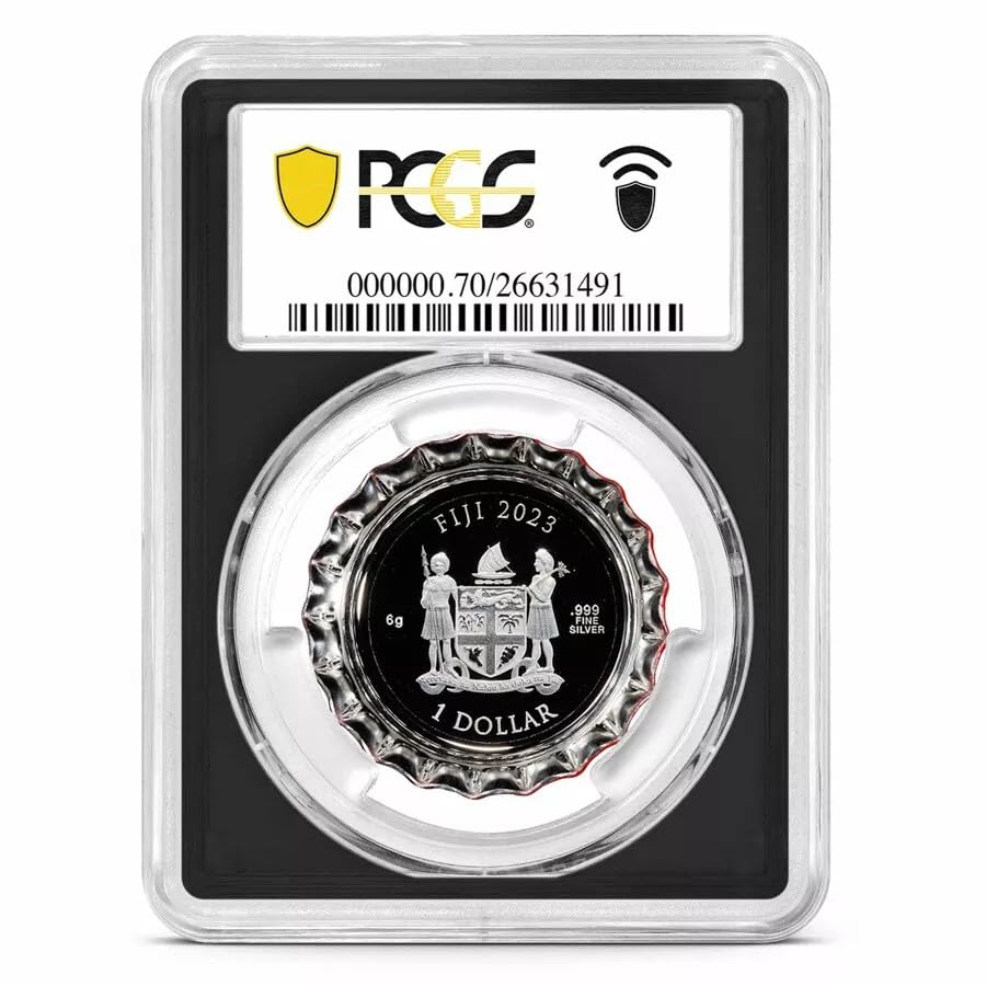 2023 Niue Cola Bottle Cap First Strike Silver $1 Coin, PCGS PR-70 DCAM, 6 Gram, Collectible Currency