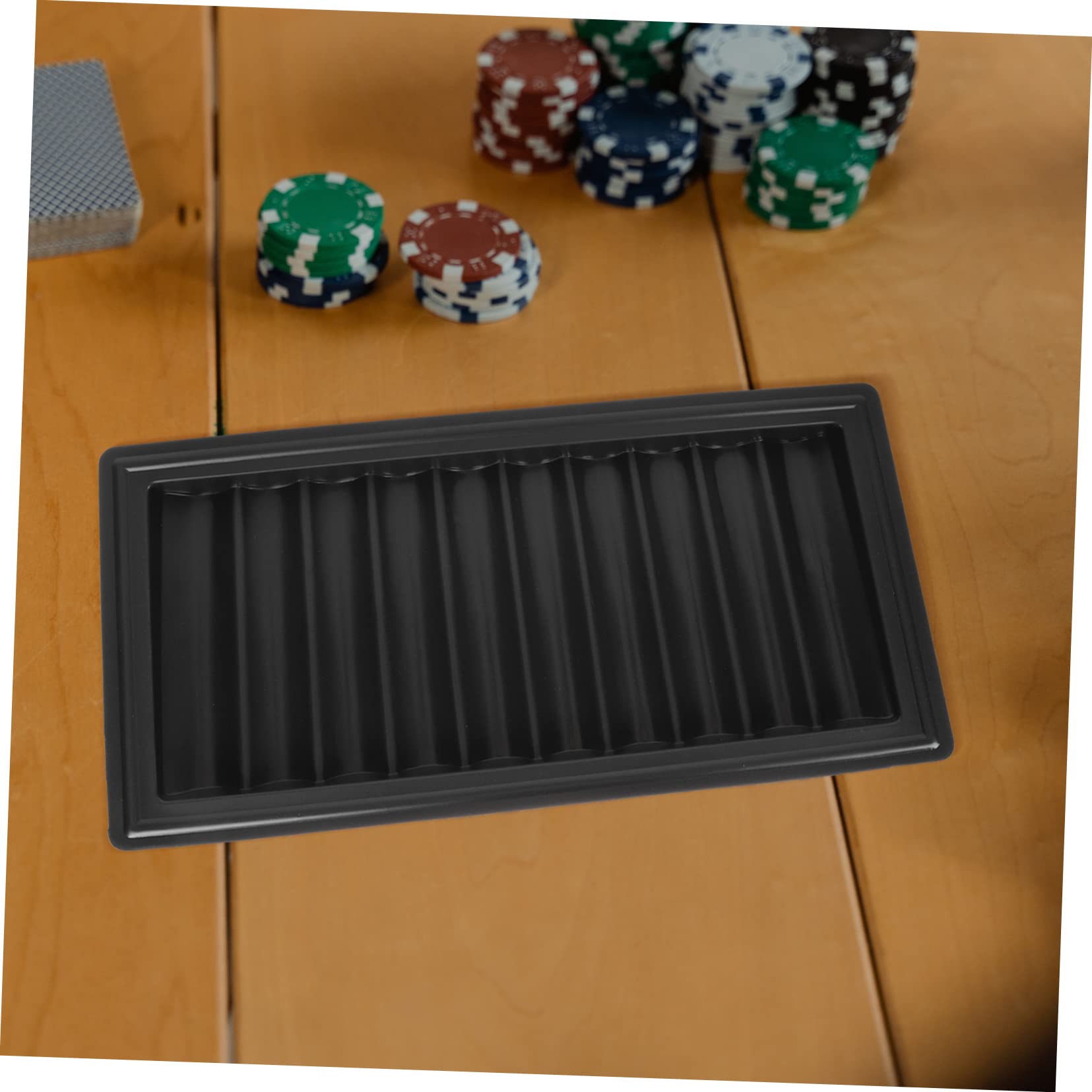 Poker Zubehör Pokerchip Tablett aus Kunststoff Leichter Schwarzer Chipbehälter mit Glatter Oberfläche Wiederverwendbarer Organizer und Spielzubehör