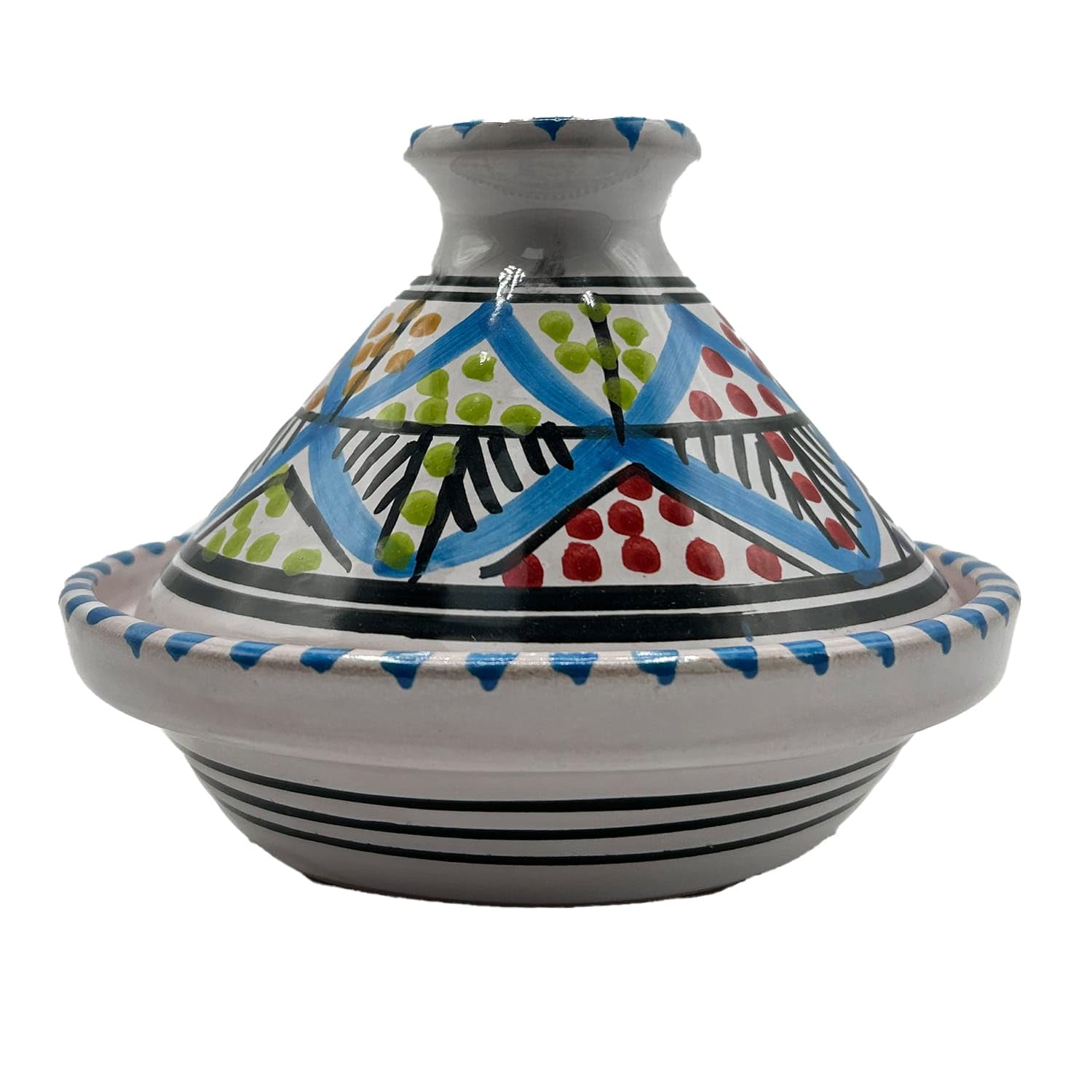 Plateau Apéritif Céramique Tunisien - Main Peint - Design Marocain - 32x30cm - Pièce Unique