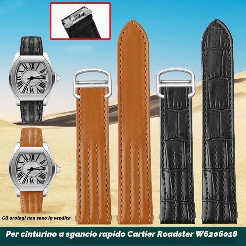 Cinturino Per Orologio Con Interfaccia A Sgancio Rapido Per Cartier Roadster Series W6206018 Con Cinturino Con Fibbia Pieghevole