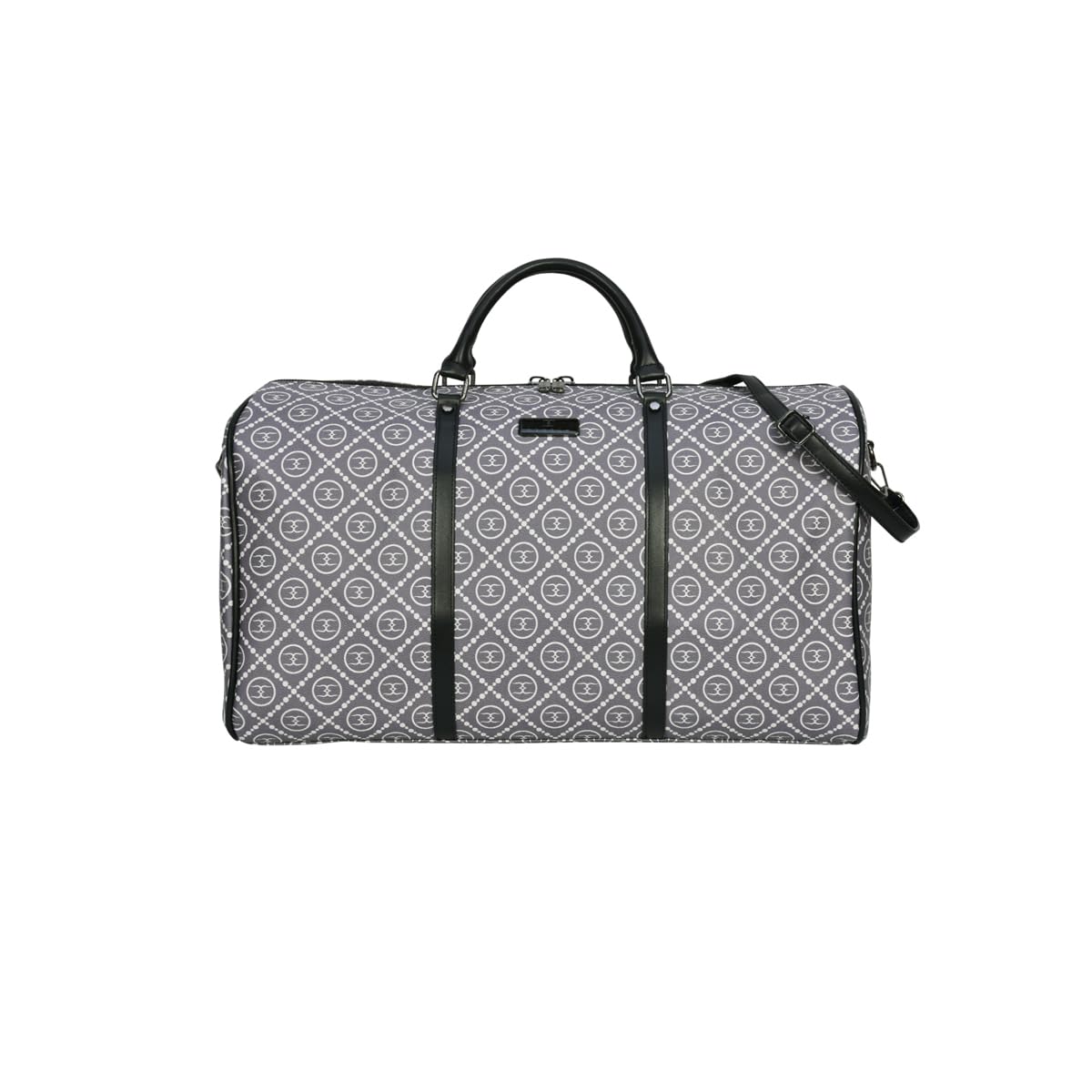 Grey Color Logo Signature Print Travel Duffle Bag-18452-image-12