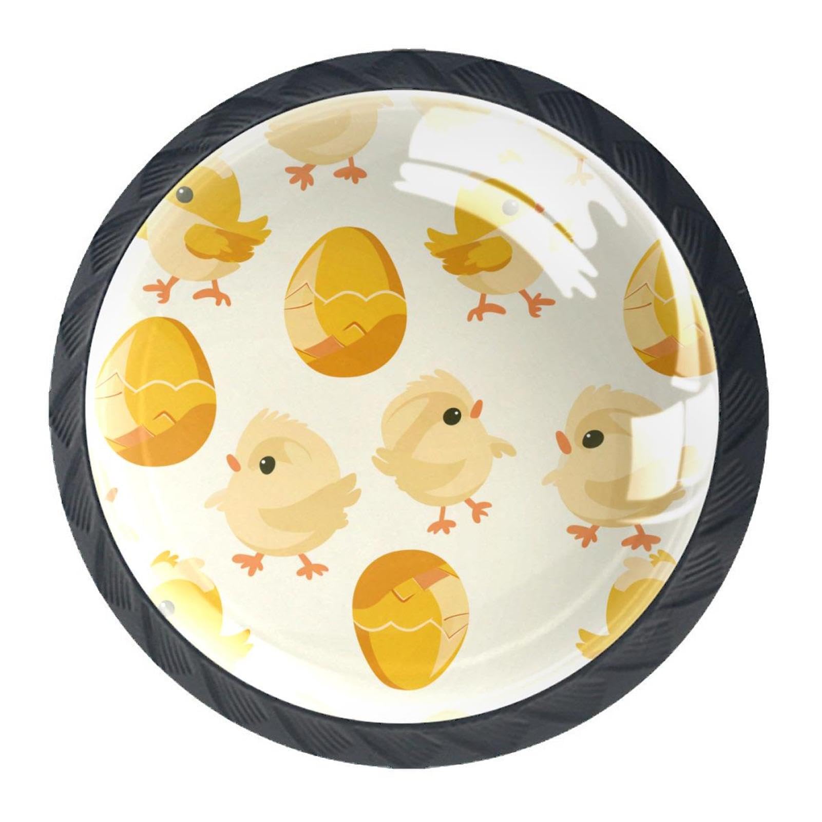 AADFAEWR 4 Pieces Drawer Knobs Cabinet Knobs Cute Yellow Chicks Patterns