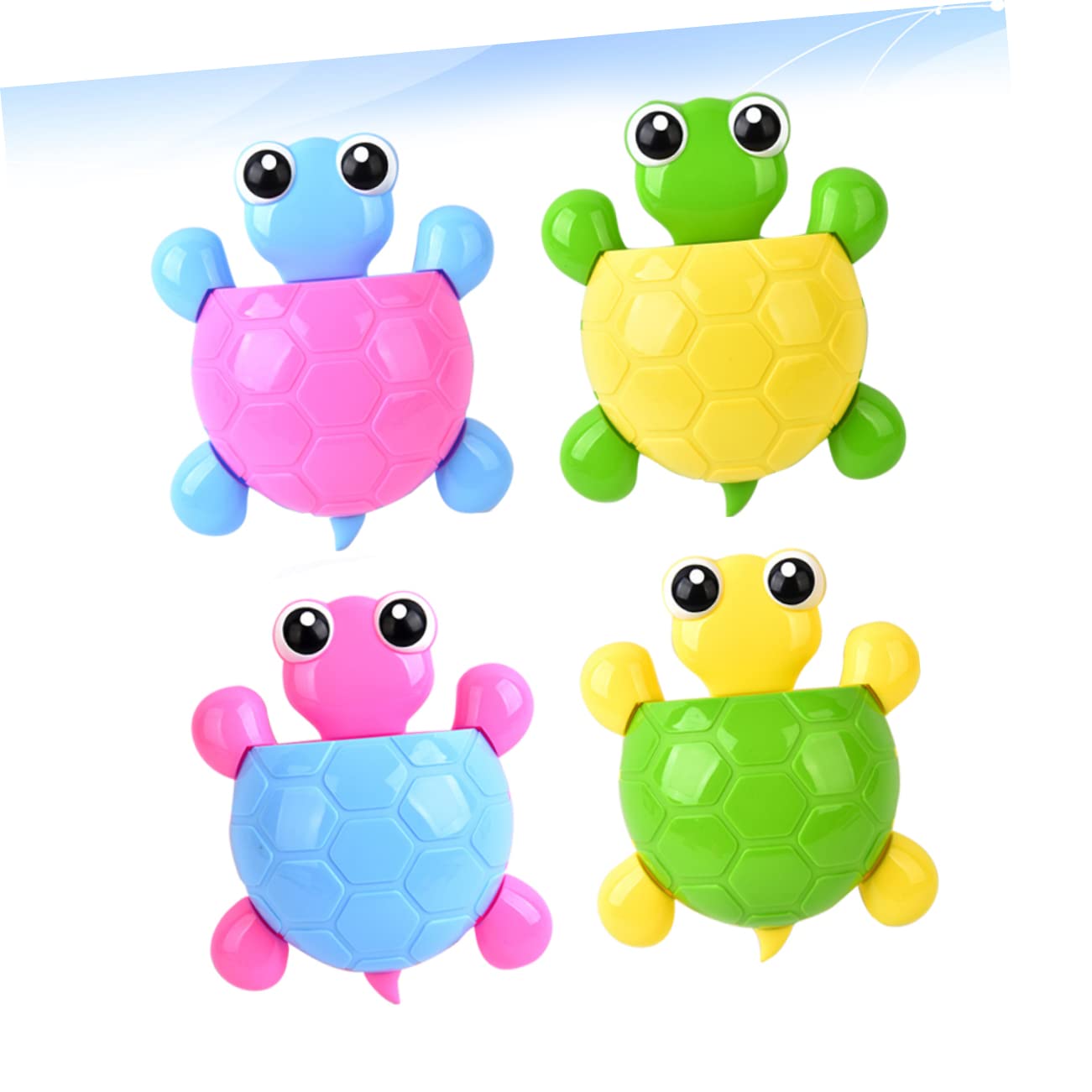 4 Piezas Portacepillos PP PVC Ventosa, de Tortuga de Dientes