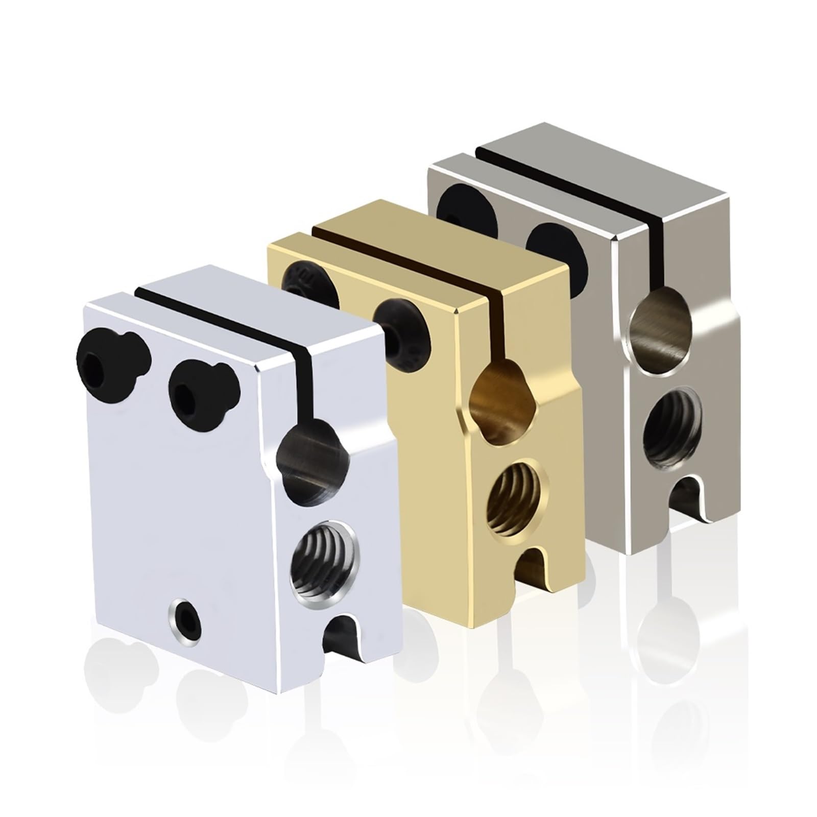 Blocco riscaldante, compatibile con E3D, hotend V6 PT100 | Parte hotend stampante 3D, supporta sensore PT100, rame/ottone/alluminio(Aluminium,3pcs)