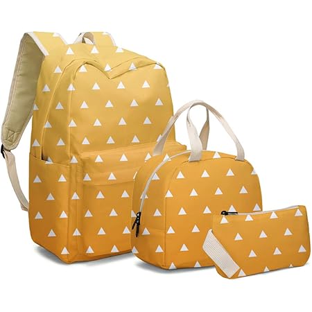 anime zenitsu school backpack with lunch box for teen girls boys lightweight anime backpacks shoulder bag set of 3 agatsuma zenitsu
