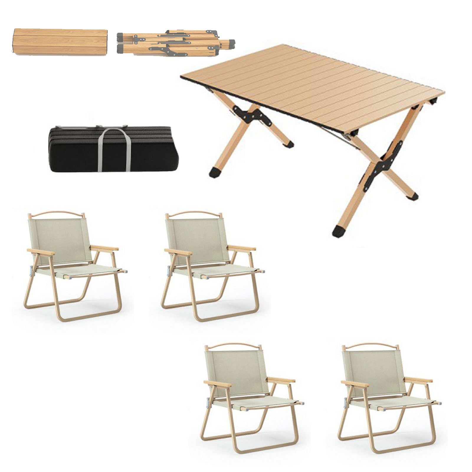 折りテーブル×1 キャンプ椅子 ×4 軽量コンパクト ハイキング