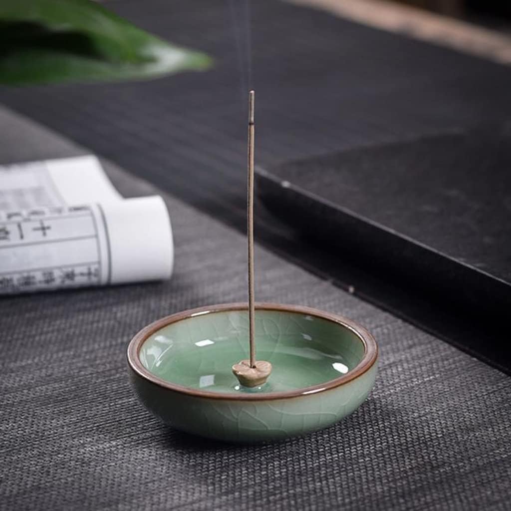 Incense Holder Incense Burner Incense Waterfall Plum Blossom Celadon Incense Stick Sandalwood Incense Incense Plate for Buddha Utensils Home Indoor Incense Insert Creative Decoration Backflow Incense