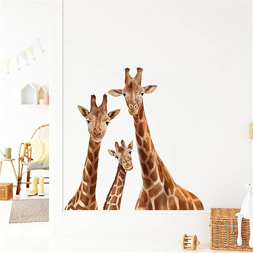 Miniatura 4 de Calcomanías de pared de jirafa manchada, calcomanías de pared de animales salvajes de dibujos animados de sacinora removibles para niños, bebés,