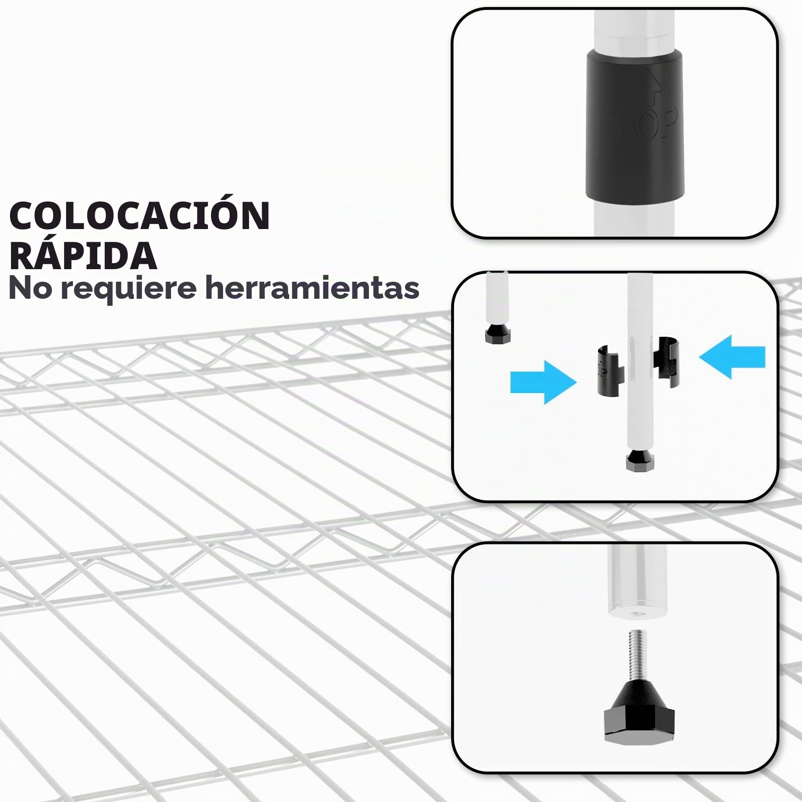 Floordirekt Rocky - Estantería de Rejilla (Metal, Capacidad de Carga Aprox. 50 kg por Suelo, Sistema de Almacenamiento Multifuncional (90 x 45 x 200 cm), Color Blanco