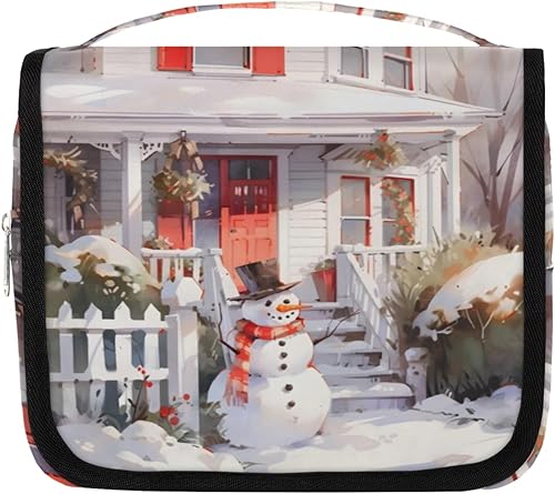 Christmas Snowmen Fun Theme Toiletry Bag for Women, Travel Makeup Organizer with Hanging Hook, Traveling Cosmetic Bags for Toiletries Accessories
