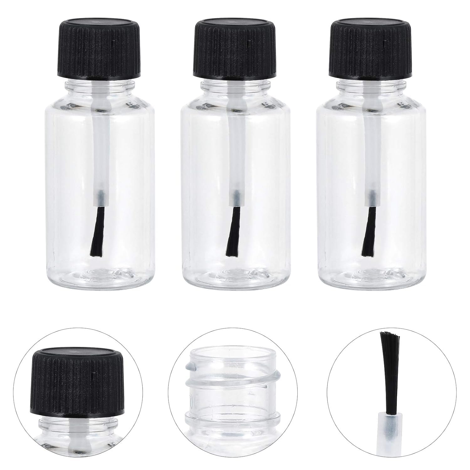 4Pcs 20ml Empty Refillable Nail Polish Bottles Transparent Glass Nail Varnish Bottles Containers with Brush Cap for Nail Art Nail Polish