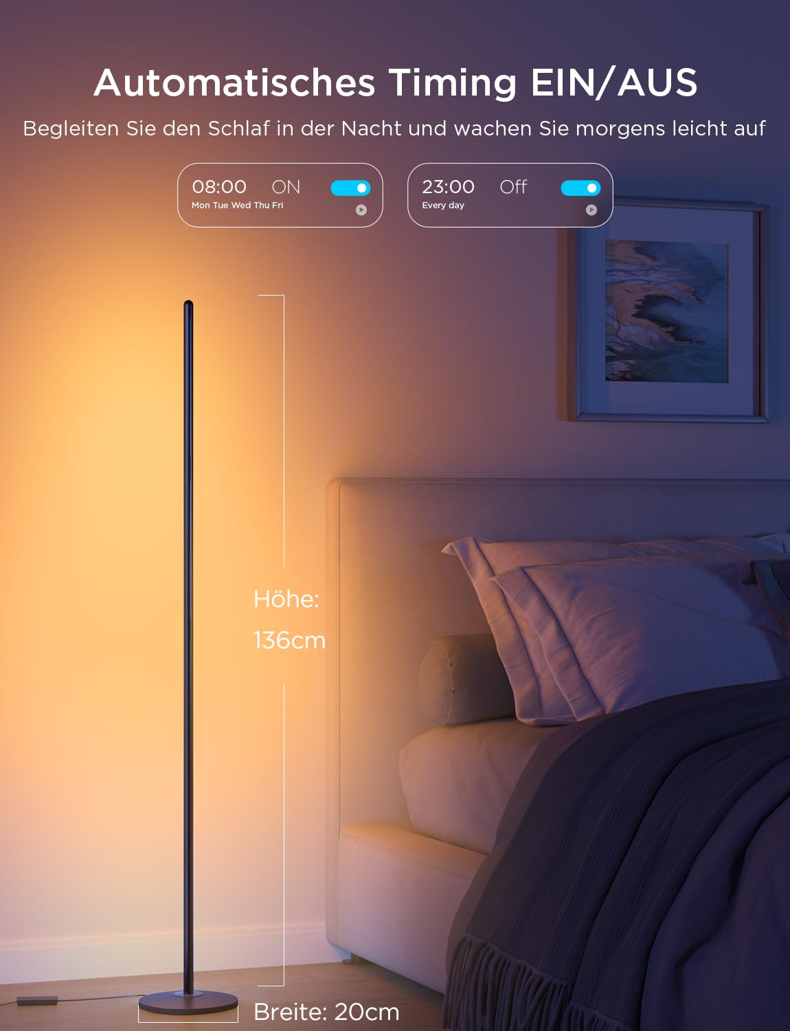 Govee RGBIC lampa stojąca LED, WiFi, ściemniana, Alexa i Google Assistant, sterowanie aplikacją, 16 milionów kolorów, 58 trybów scenerii, tryby muzyki, tryb DIY, do sypialni, dla graczy, czarna