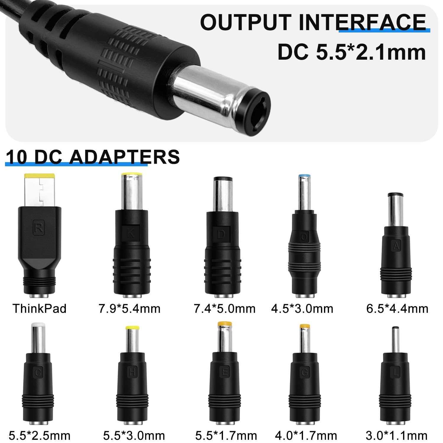 Cavo adattatore PD USB a DC 5V 9V 12V 15V 20V tensione regolabile USB-C 5,5x2,1mm 10 connettori DC tipo C per laptop router