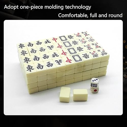 Miniatura 4 de Mini Mahjong 144 azulejos chinos Mahjong con 2 dados caja de cuero portátil de viaje mahjong viajes entretenimiento Mahjong para adultos, familias y