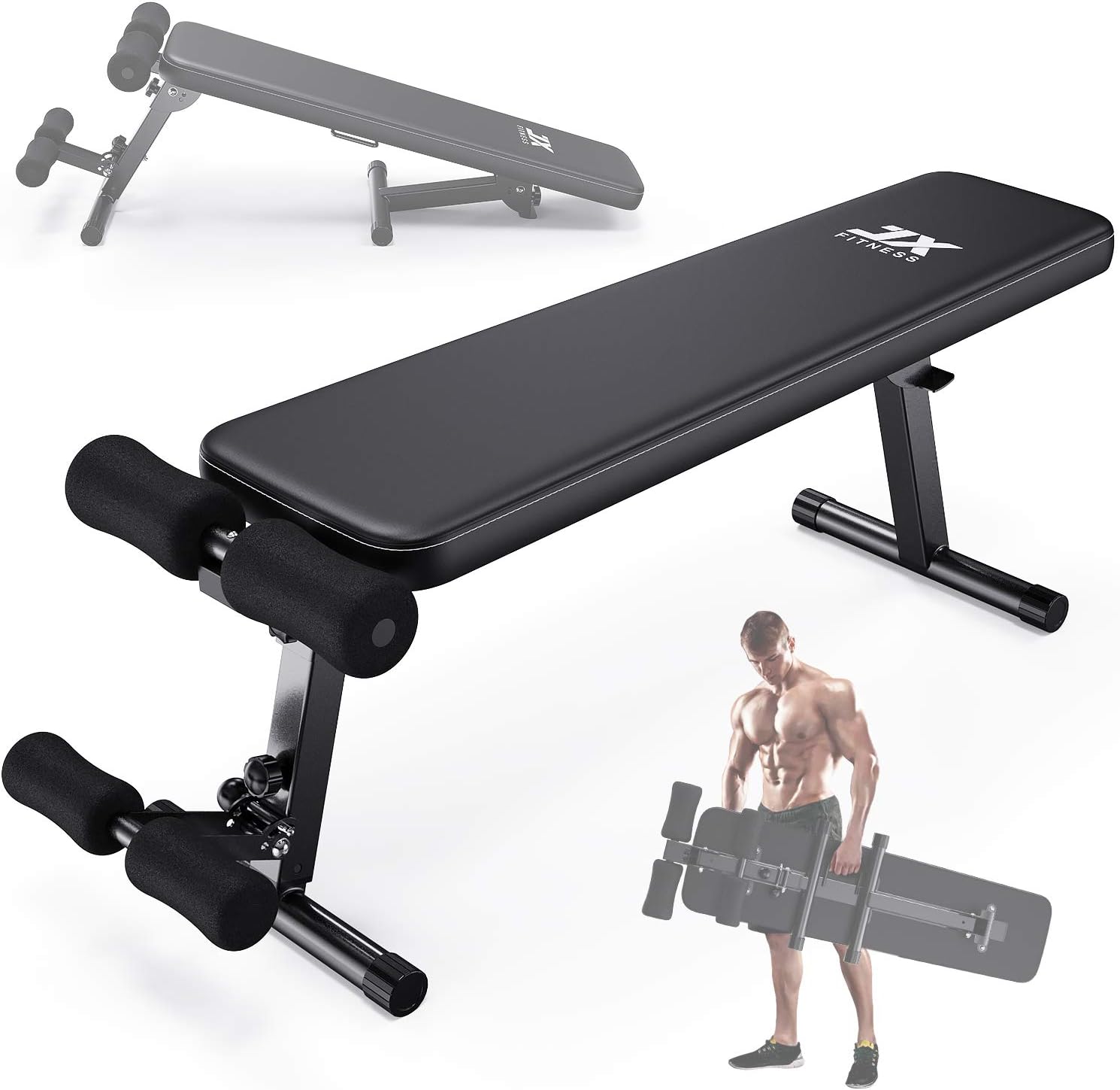JX FITNESS Adjustable Weight Bench Home Gym Weight Lifting & Sit Up Abdominal Bench Flat Exercise Workout Bench