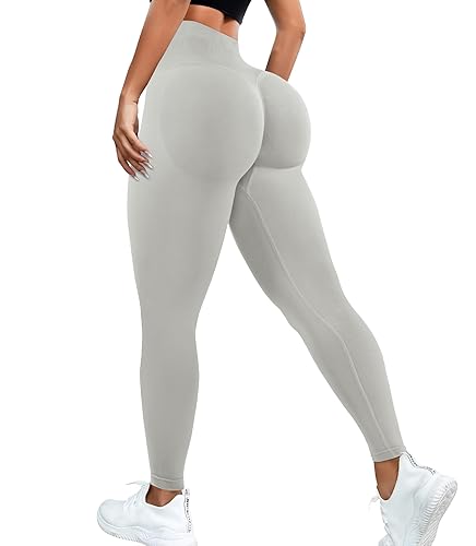 JGS1996 Hidden Scrunch Butt Lifting Leggings for Women Tummy Control High Waisted Workout Gym Seamless Impact Yoga Pants - Large - Impact Light Beige