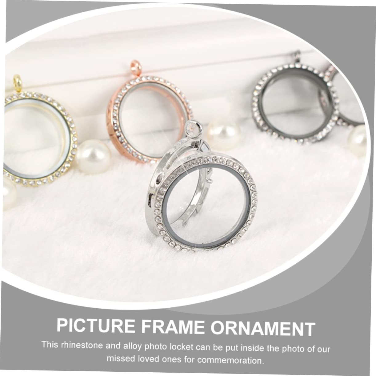 VILLCASE Ciondolo con foto di diamanti collane di gioielli ciondolo con castone di strass per foto pendente piccolo arredamento cornice vassoio con lunetta in strass per foto fai da te