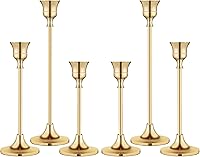 BEZURA Gold Brass Taper Candle Holders Set of 3 - Vintage Candlestick Holders for Fireplace, Dining Table, Parties, Weddings
