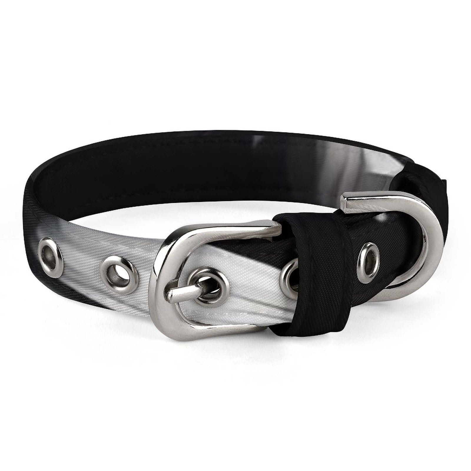 Collier chien et chat réglable motif tournesol noir et blanc pour petit et moyen animal