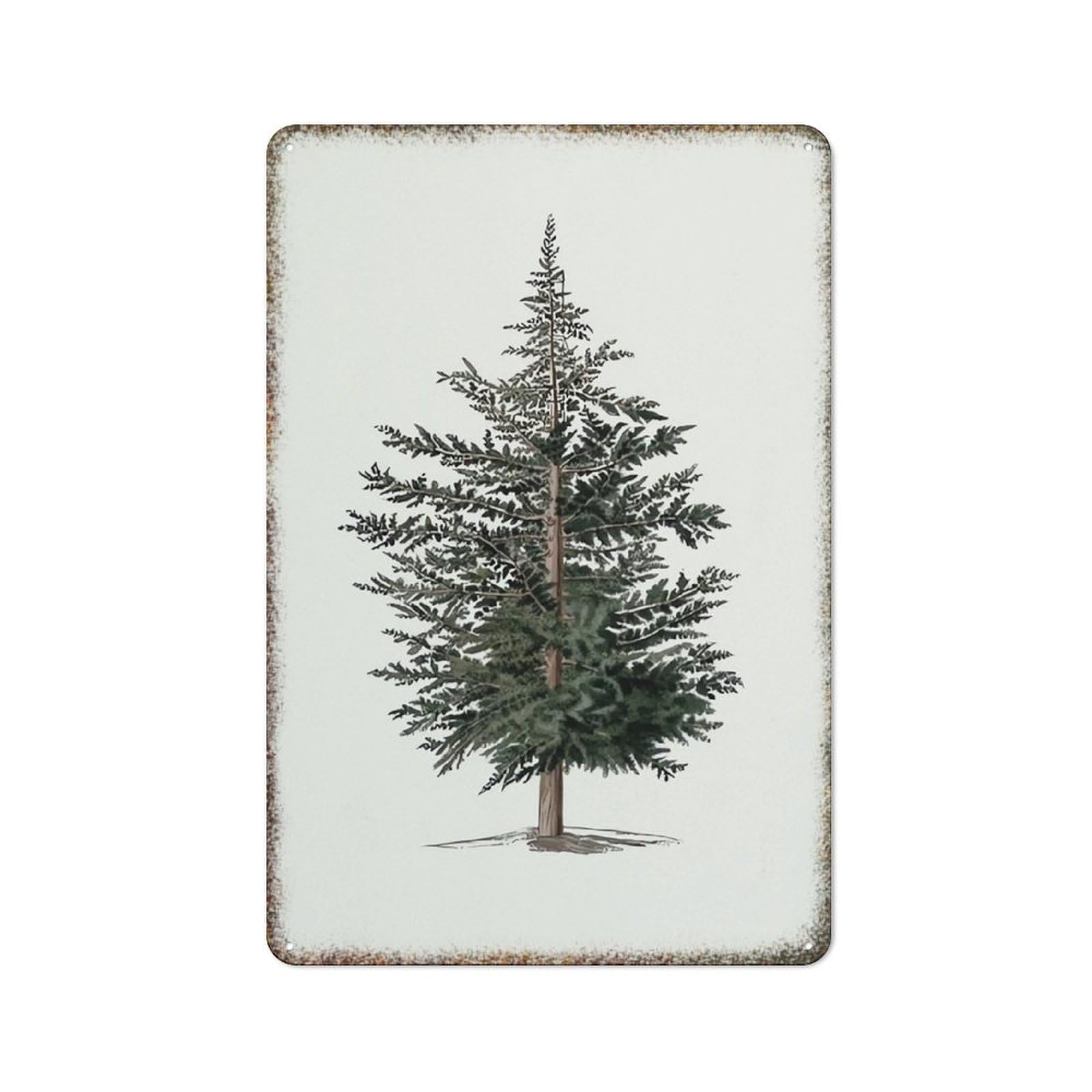 Retro Simple Christmas Tree Metal Painting Farmhouse Festive Atmosphere Household Wall Decor Plaque 8x12 Inch