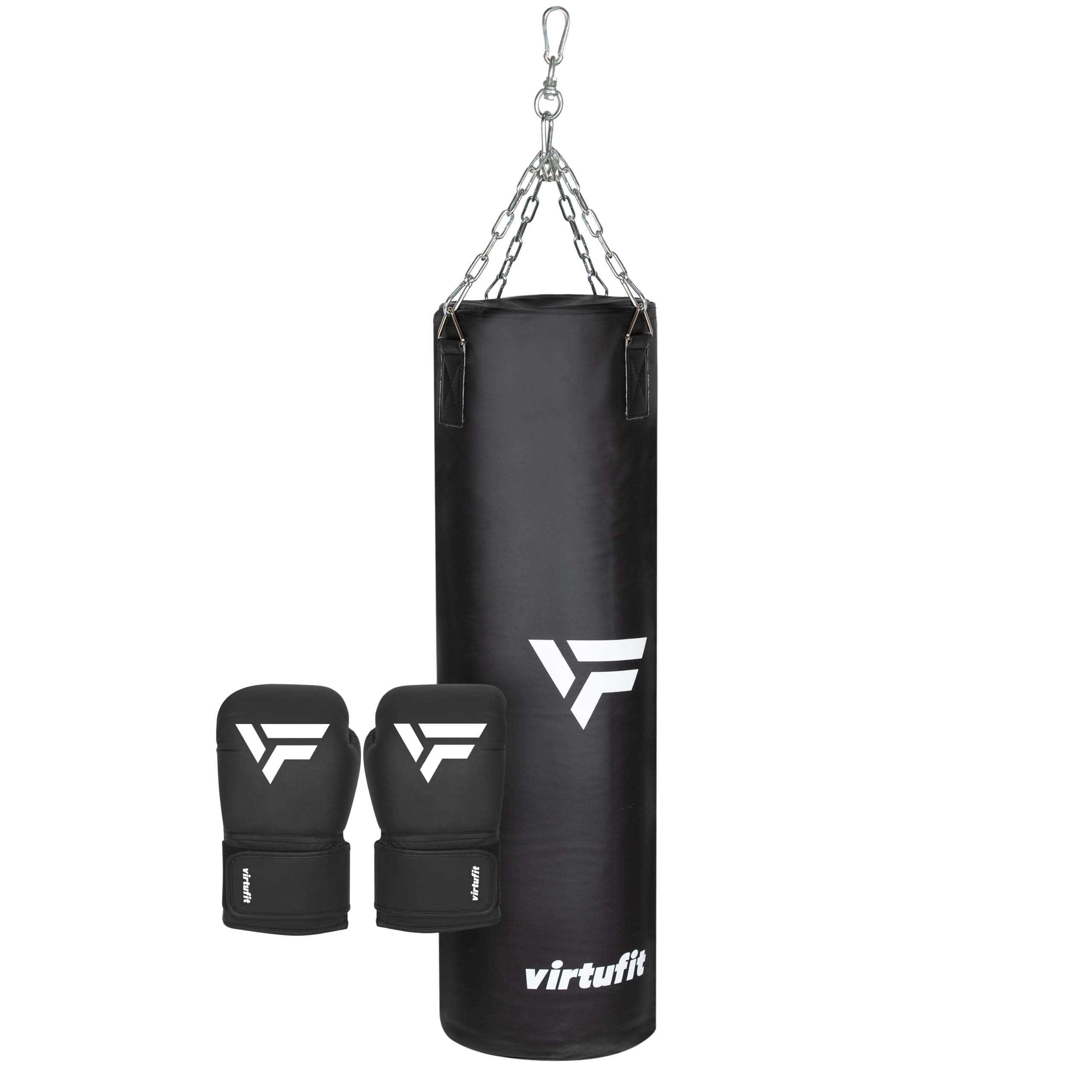 VirtuFit Ensemble de kickboxing Senior - Sac de frappe et gants de boxe - Kit de boxe pour adultes - Kickboxing et boxe - 25 kg - Noir