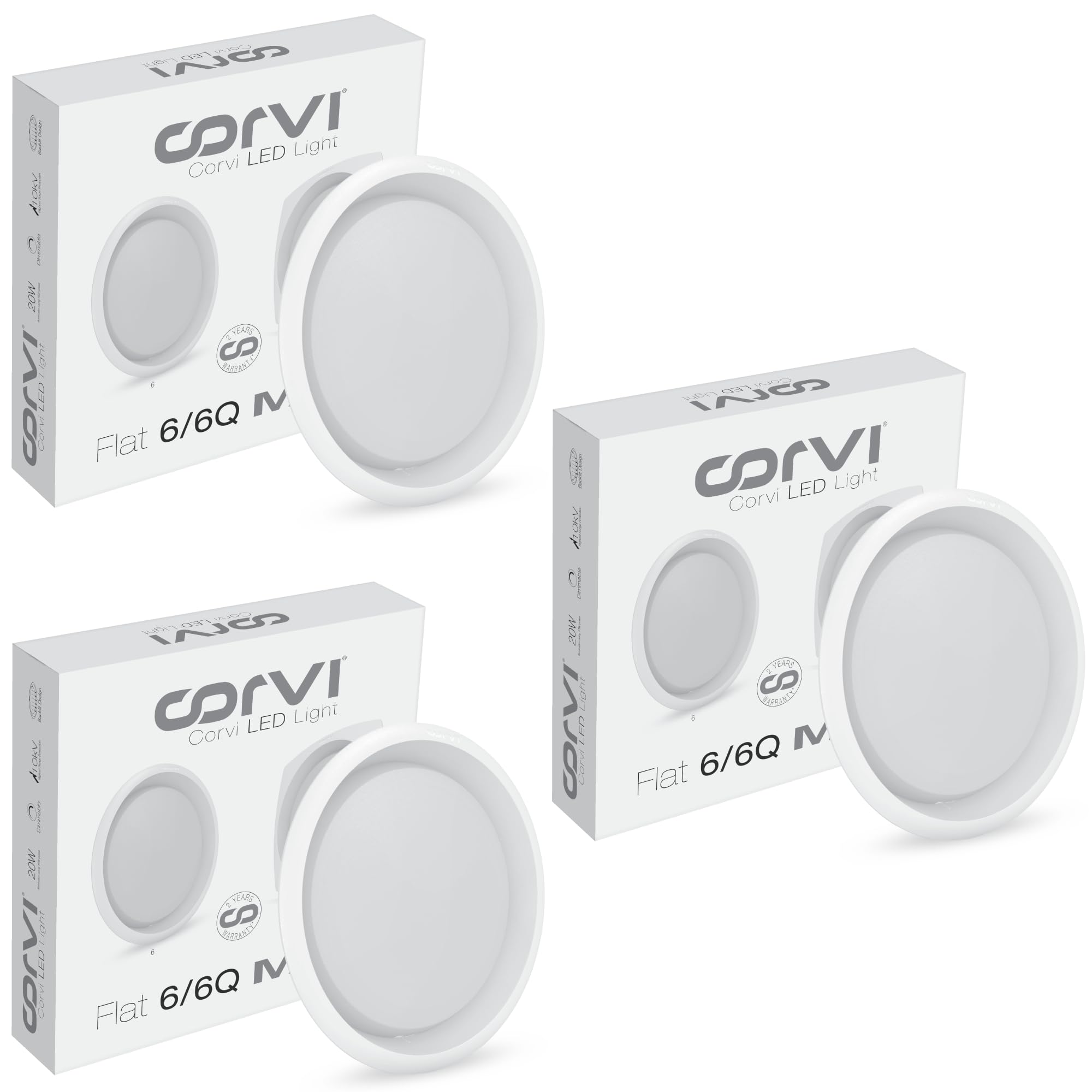 CORVI LED Flat 6 Round Ceiling Panel Light | 23 Watts illumination using 15 Watts power | Slim, Driverless & Dimmable| Backlit for Maximum Output | 5700K White (Pack of 3)-image-35