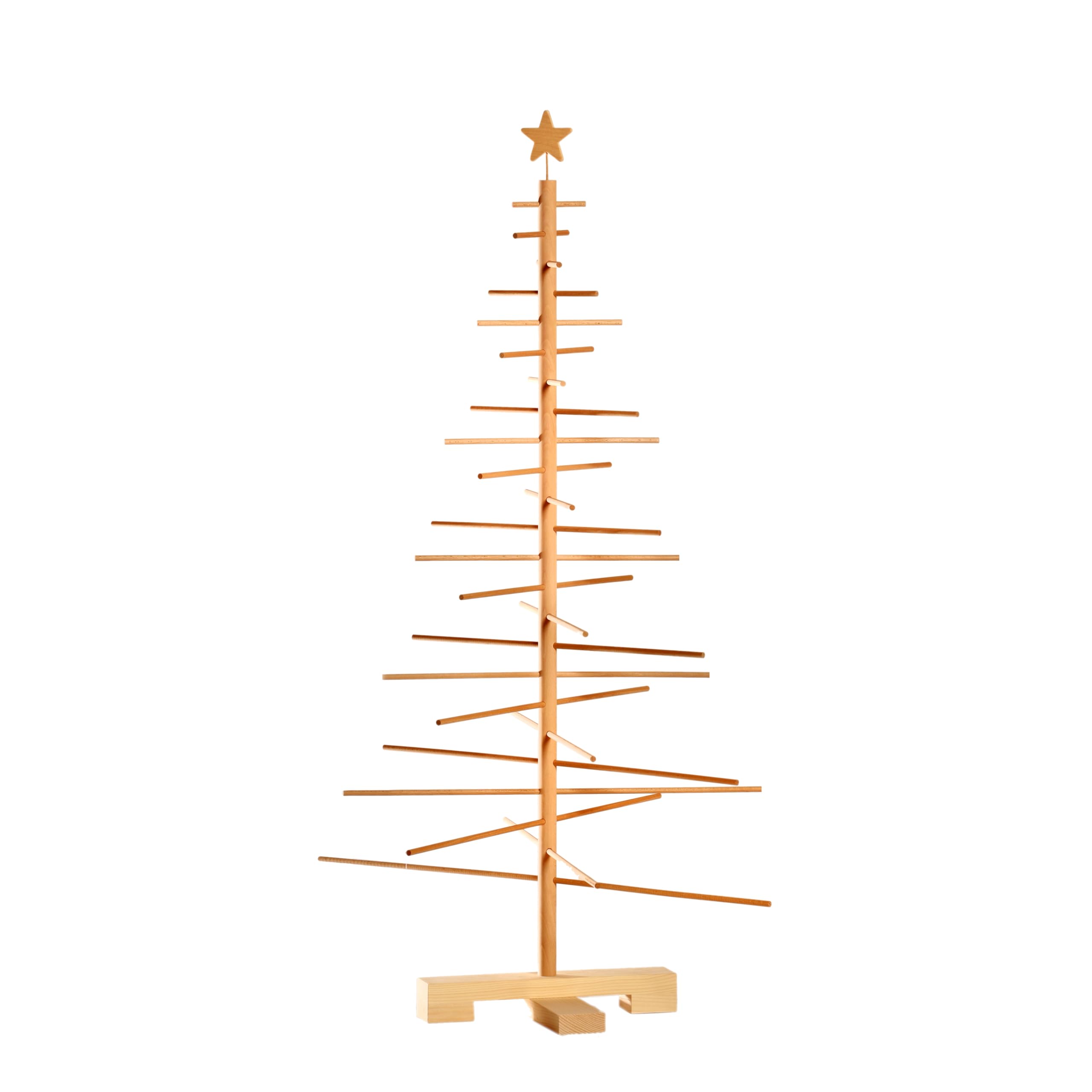 Künstlicher Weihnachtsbaum aus echtem Holz. Kräftig, Platzsparend, Nachhaltig und Einfach. Perfekte Weihnachtsbaum Alternative. 68 x 68 x 125 cm, 24 Ästen.