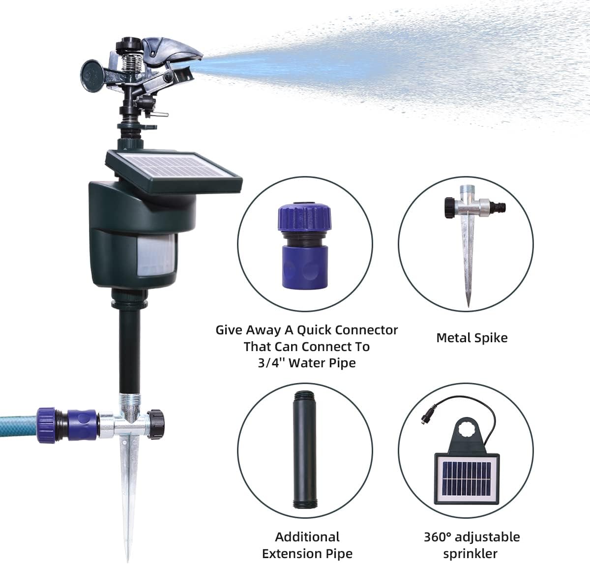 屋外用ソーラー忌避剤 庭の動きを活性化するウォータースプレー 庭のスプリンクラー 灌漑システム