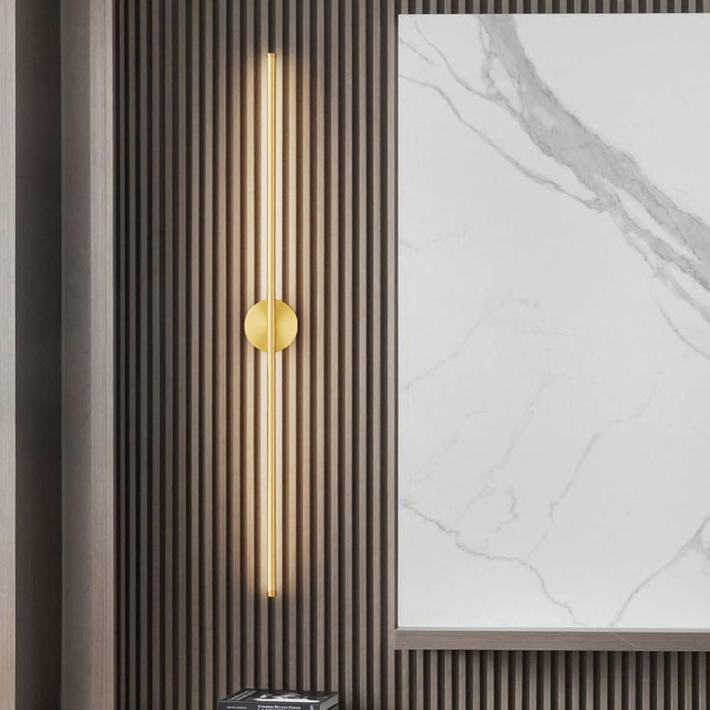 Applique Murale linéaire Moderne en Laiton brossé, Abat-Jour en Acrylique, luminaire Minimaliste en cuivre, éclairage de Salle de Bain Antique, câblé, Laiton - 80 cm