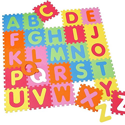 PUZZLE TAPPETO PAVIMENTO IN GOMMA 26 PEZZI ALFABETICO 32X32 CM ATTIVITA' BAMBINI