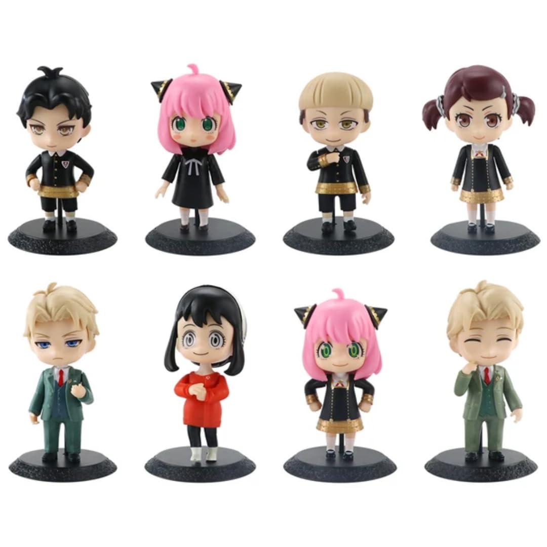Kawaii Kart | Spy x Family Chibi Action Figures - Set of 8 | Spy x Family Toy Gift Merchandise for Anime Lovers (Height - 10 cm)