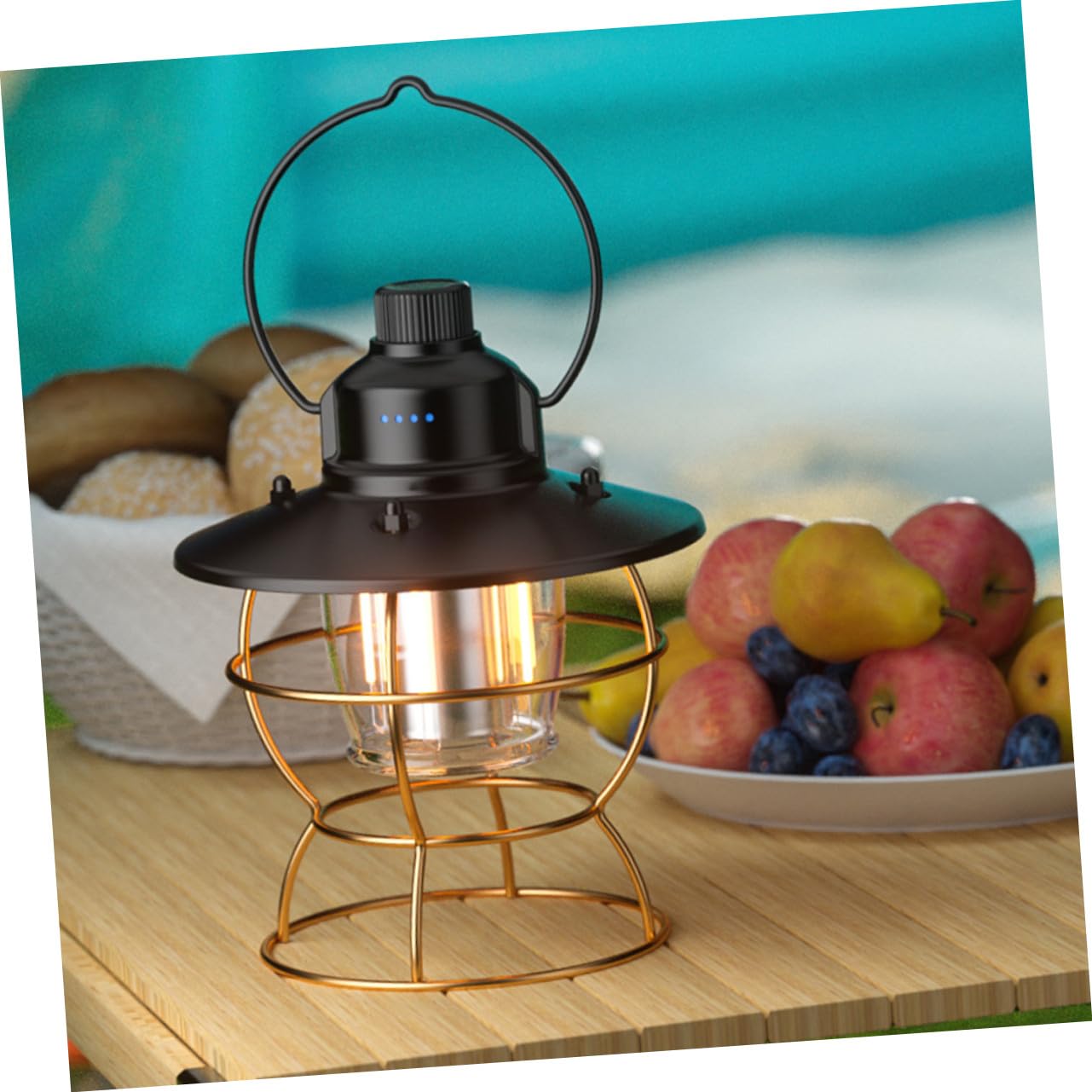 Linterna LED Camping Portátil Recargable Vintage Lámpara de Mano Ligera con USB Multifuncional para Acampada y Senderismo Luz LED Mano Fácil de Usar