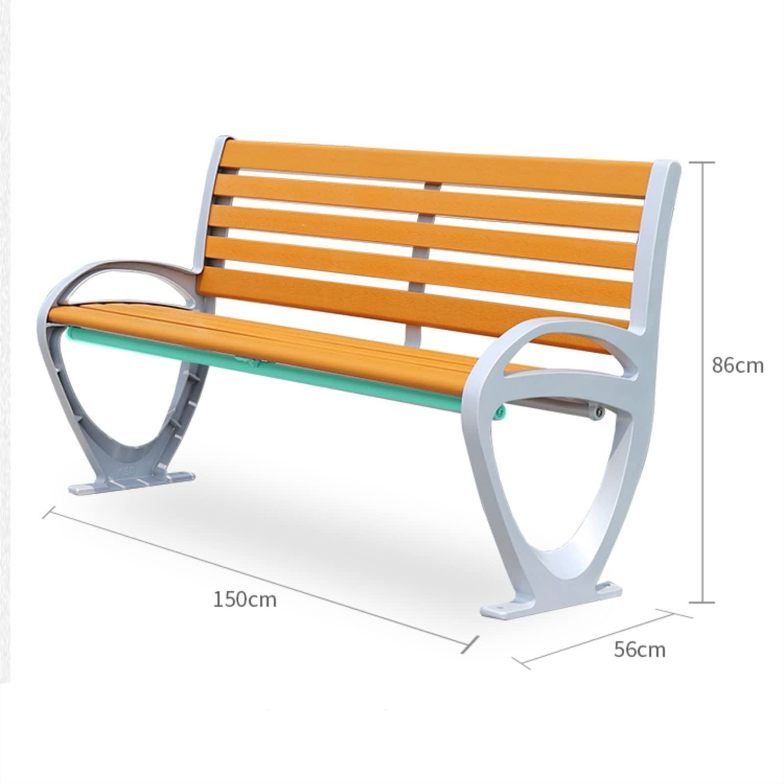 SDdPulse Panca da giardino in plastica e legno, panca lunga per 3 persone, in alluminio pressofuso, per esterni, design ergonomico, per esterni