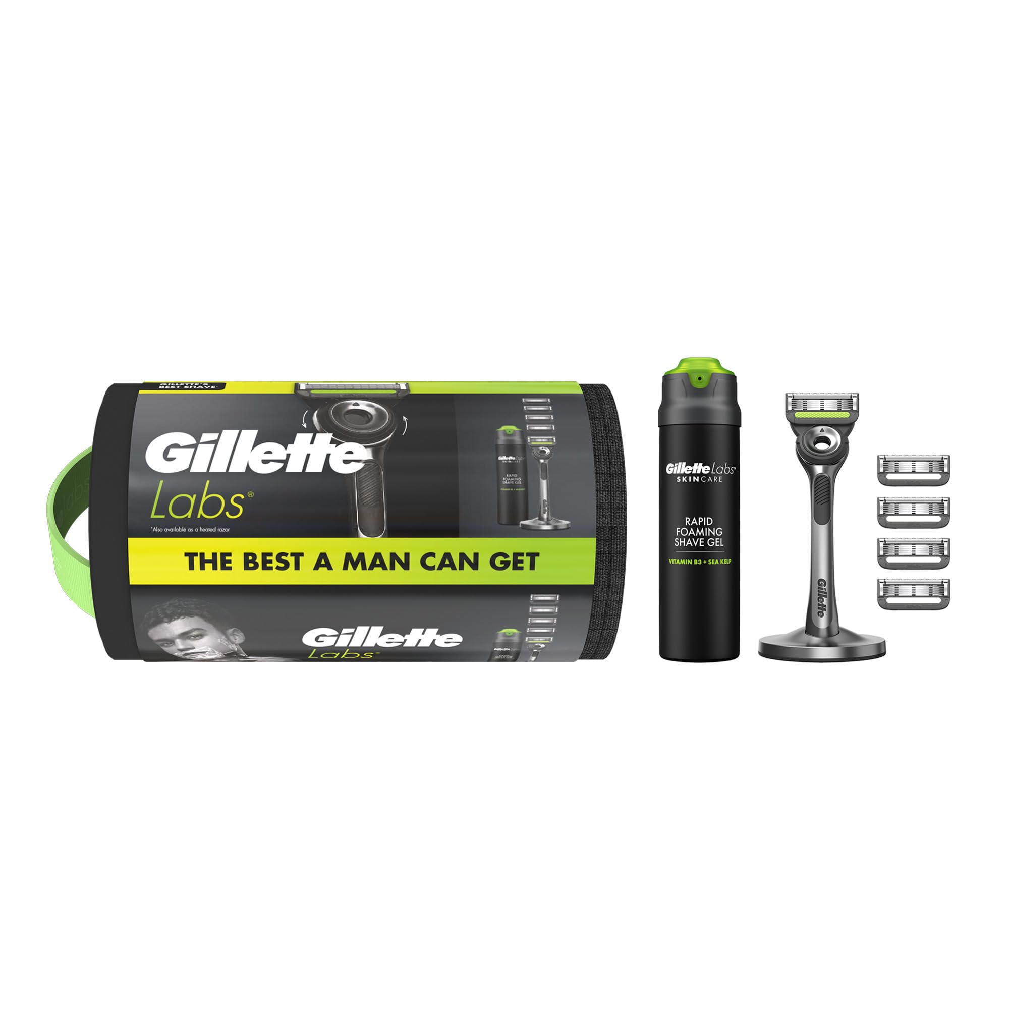 Gillette Men's Black Labs With Exfoliating Bar Razor Washbag, Sports Direct