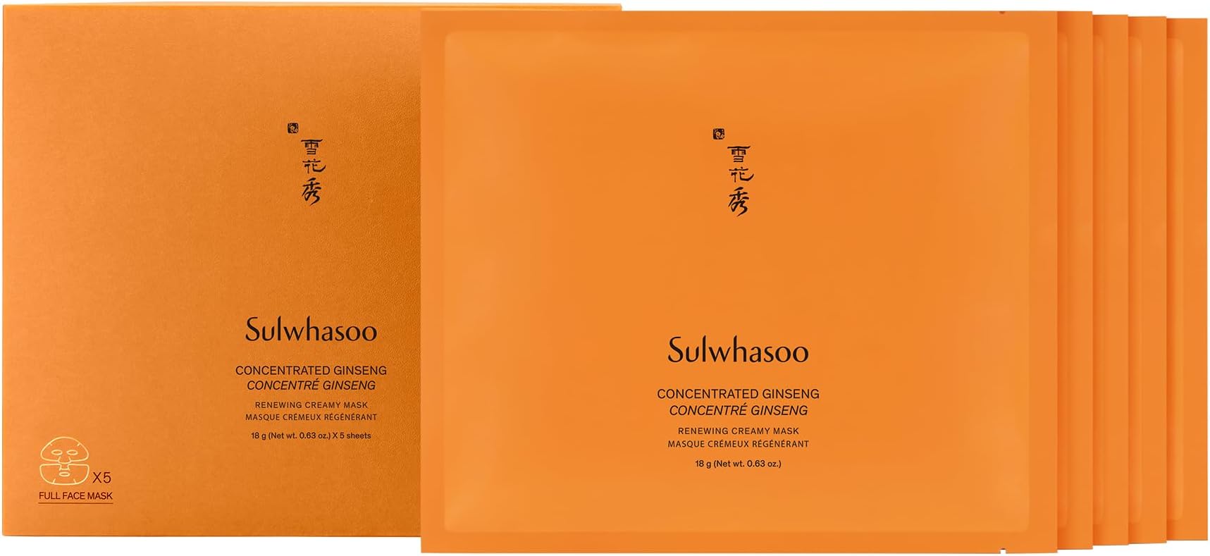 Concentrated Ginseng Renewing Sheet Mask - Korean Anti-Aging Skincare, Visibly Improves Wrinkles and Firmness, Nourishes, Hydrates & Soothes, Ginseng, Peptides & Squalene