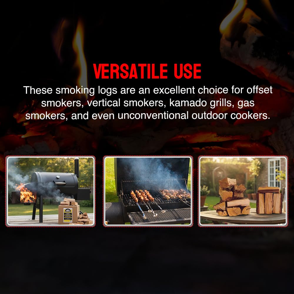 Carolina Cookwood Hickory Räucherholz Holzscheite für Holzbefeuerte und Holzkohle-Räuchergrills - Groß 15,2 cm Hartholzspalten 5,4-7,7 kg 790 cu. in Natürlich ausgehärteter Smoker