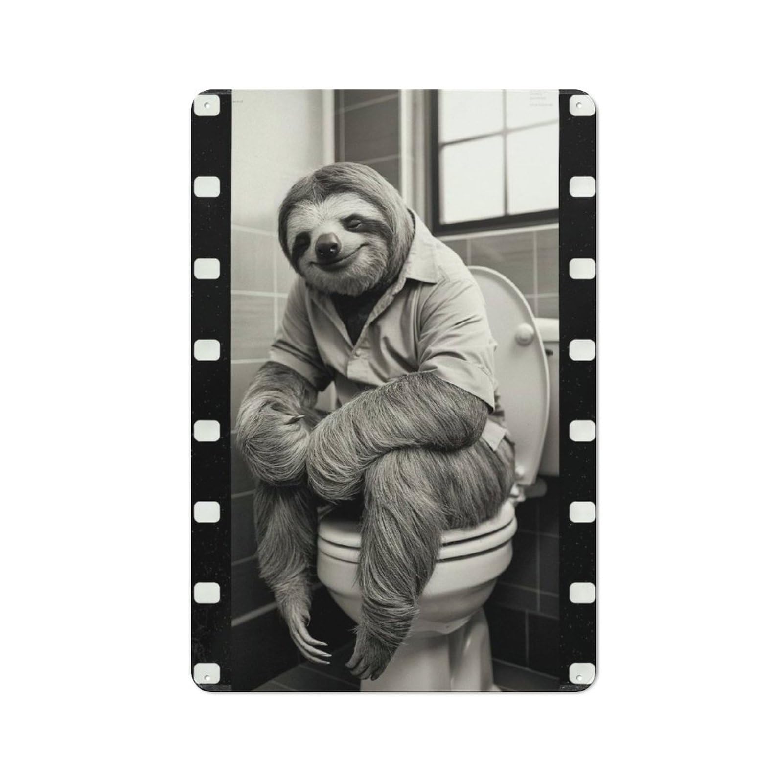 Junmoney Sloth Toilet 30X20cm Vintage Tin Sign With For Hobby Room Or Studio, For Winter Interiors And Metal Sign Collectors