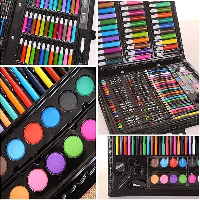 Image of Corslet 150 Pieces Art Set for Kids with Case, Art and Craft Supplies Kit for Drawing and Painting, Color Set with Markers, Water Colors, Brush, Color Pencils, Crayons Pack of 1