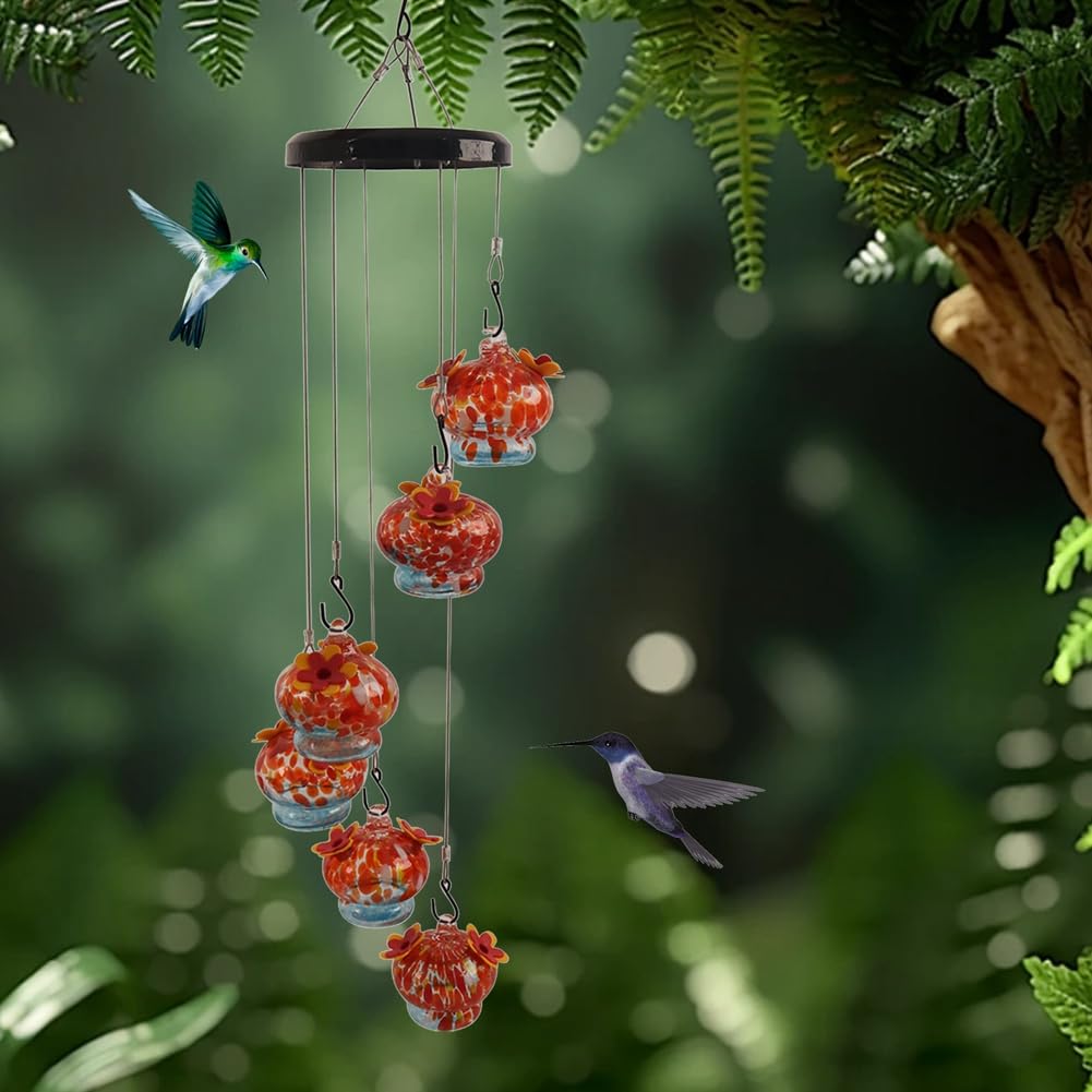 Carriere Affascinanti Campanelli Eolici in Vetro Soffiato A Mano, Mangiatoie per Uccelli da Esterno per Attirare Gli Uccelli