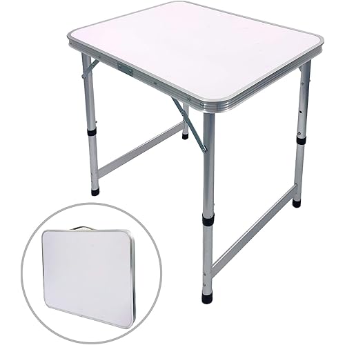Camp Field Aluminum Folding Small Picnic Table, Adjustable Height Lightweight Portable Camping Table for Picnic Beach Outdoor Indoor (Medium)