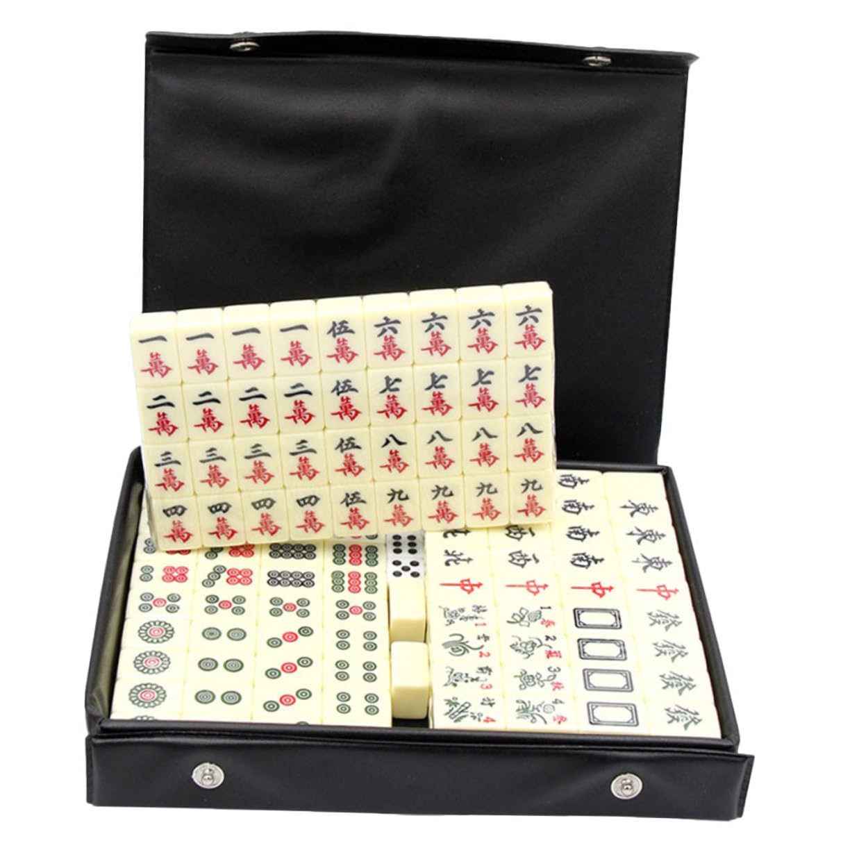 Tragbares Mahjong Brettspiel 1 Satz aus PVC für Reise und Party | Kleiner Ausführung, Chinesisches Traditionsspiel, Spielset für Unterwegs, Kompakte Form für Tisch