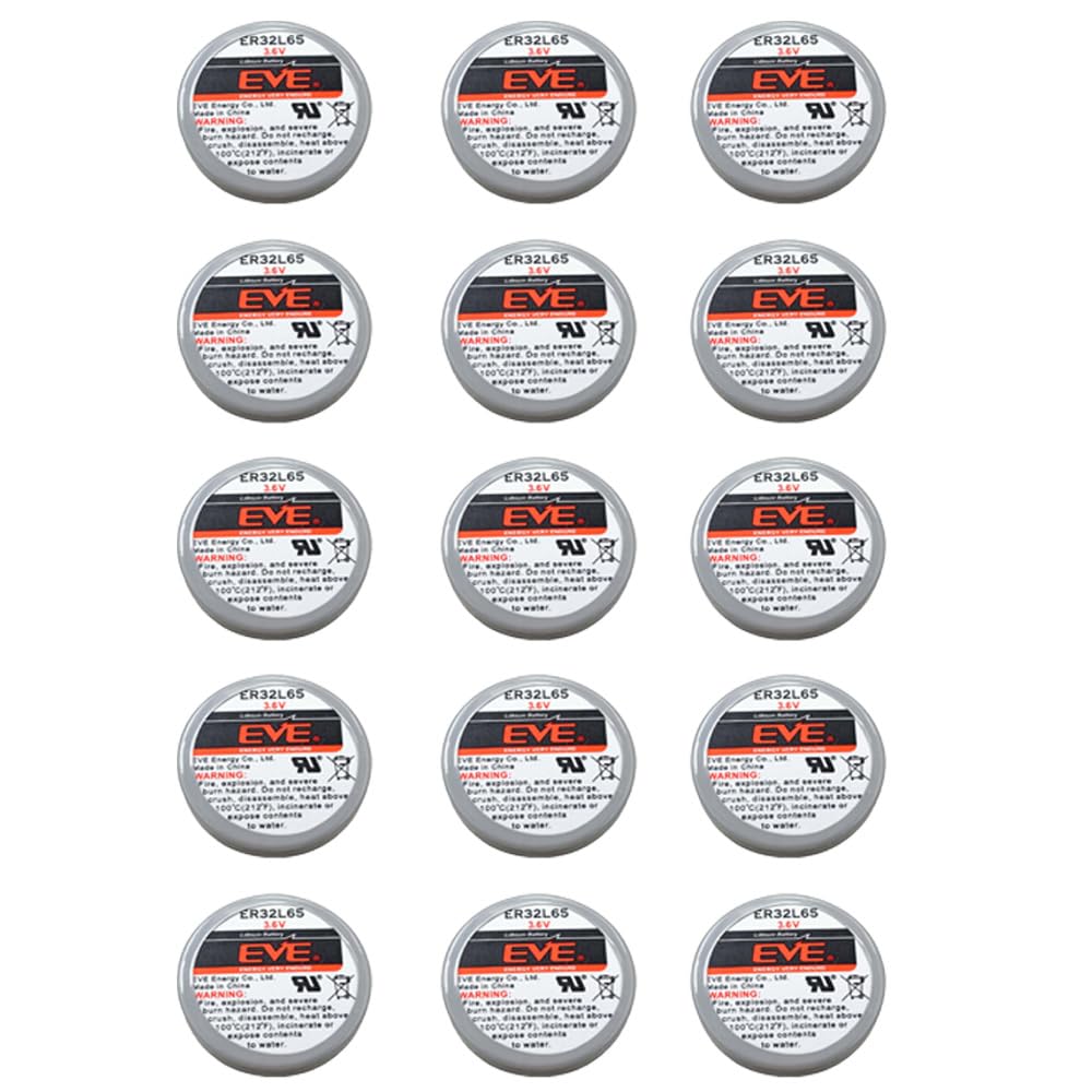 MEELER 15 Pcs ER32L65 3.6V 1000mAh Lithium Battery with Nickel Pins for Smoke Alarms Carbon Monoxide Detectors Intrusion Sensors and So On