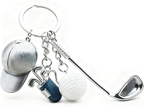 Golf Keyring, Fun Keychain, Golf Ball Holder for Backpack, Sports Golf Gifts for Women and Men