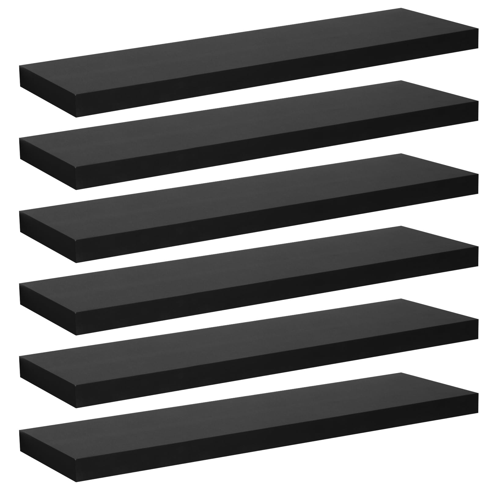 WOLTU 6 Pcs Floating Shelves, 70cm Black Wall Shelf, Bookshelf — image 1
