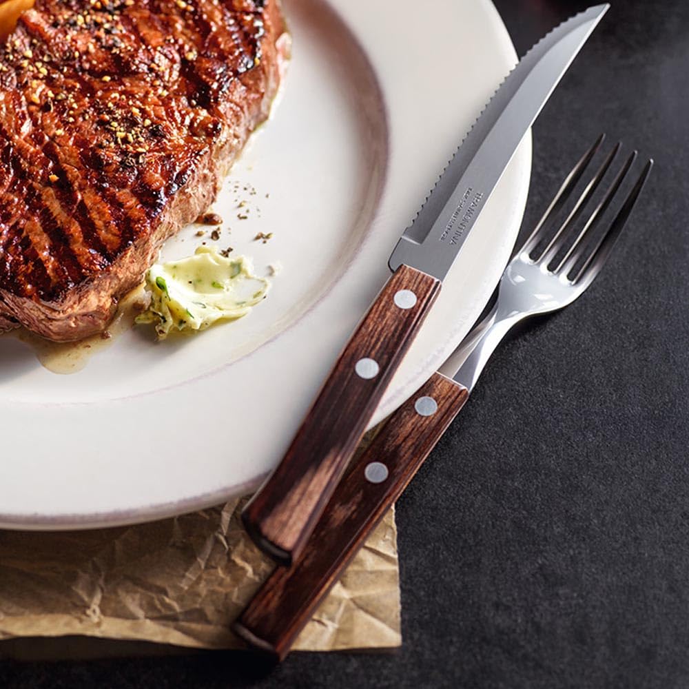 Tramontina Polywood Steak Knife, 5 Inches, Brown