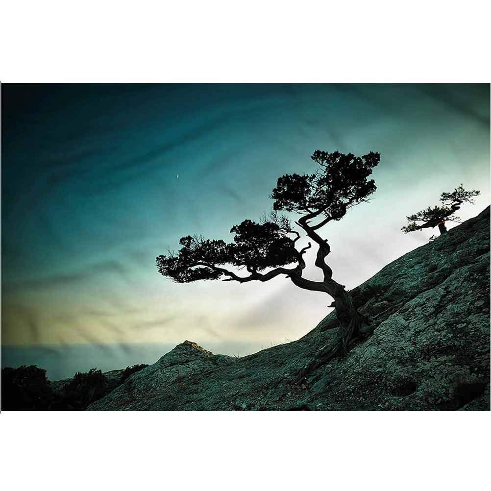 Tubertini Aquarium Background Sticker Tree,Dreamy Tranquil Scenery Rocks PVC Adhesive Decor Paper Sticker L72 X H24 Inch' (3,60 mt)