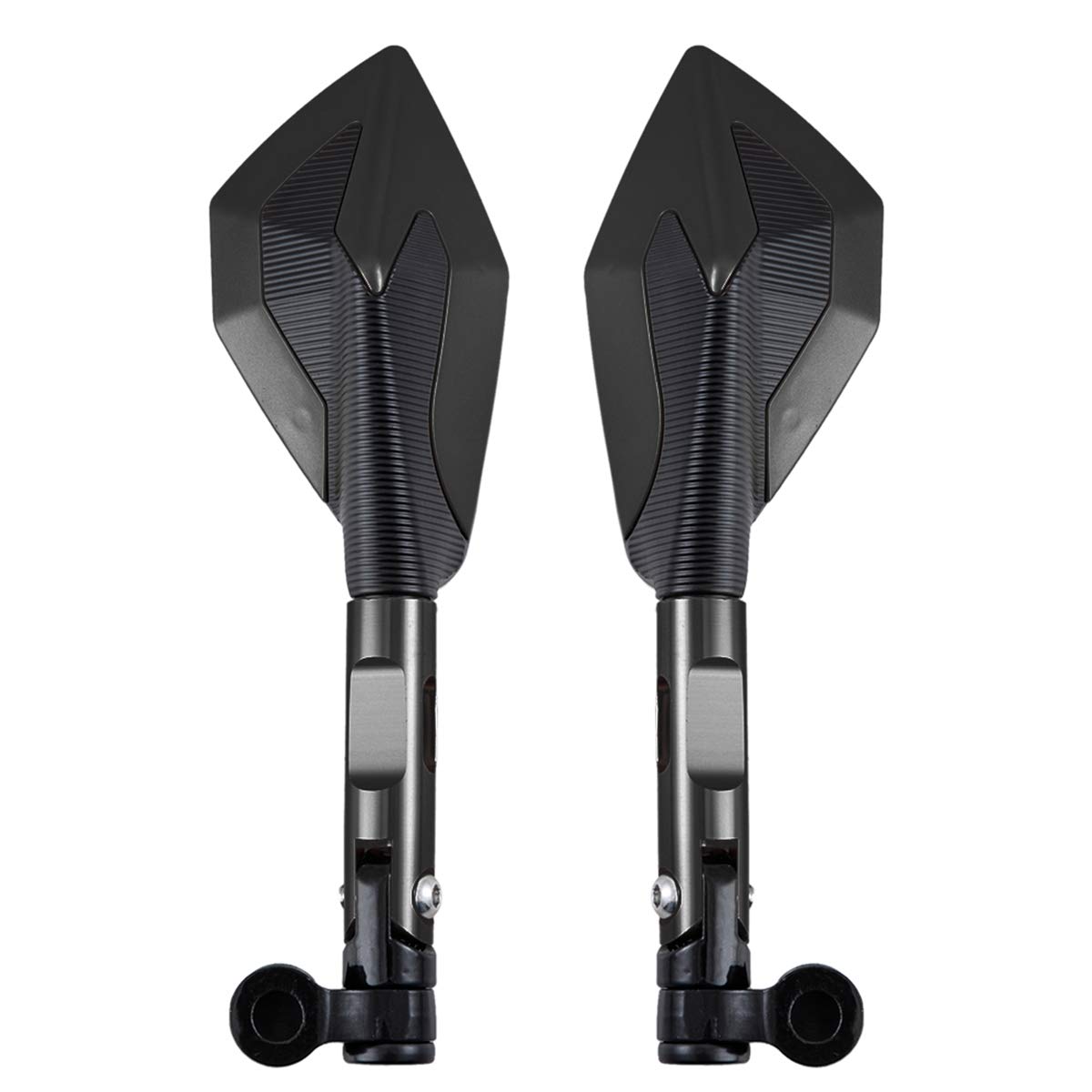 Specchio Moto Universale, Vetro Blu Anti-Vertigine Specchietto Retrovisore CNC con viti 8 mm 10 mm (nero)