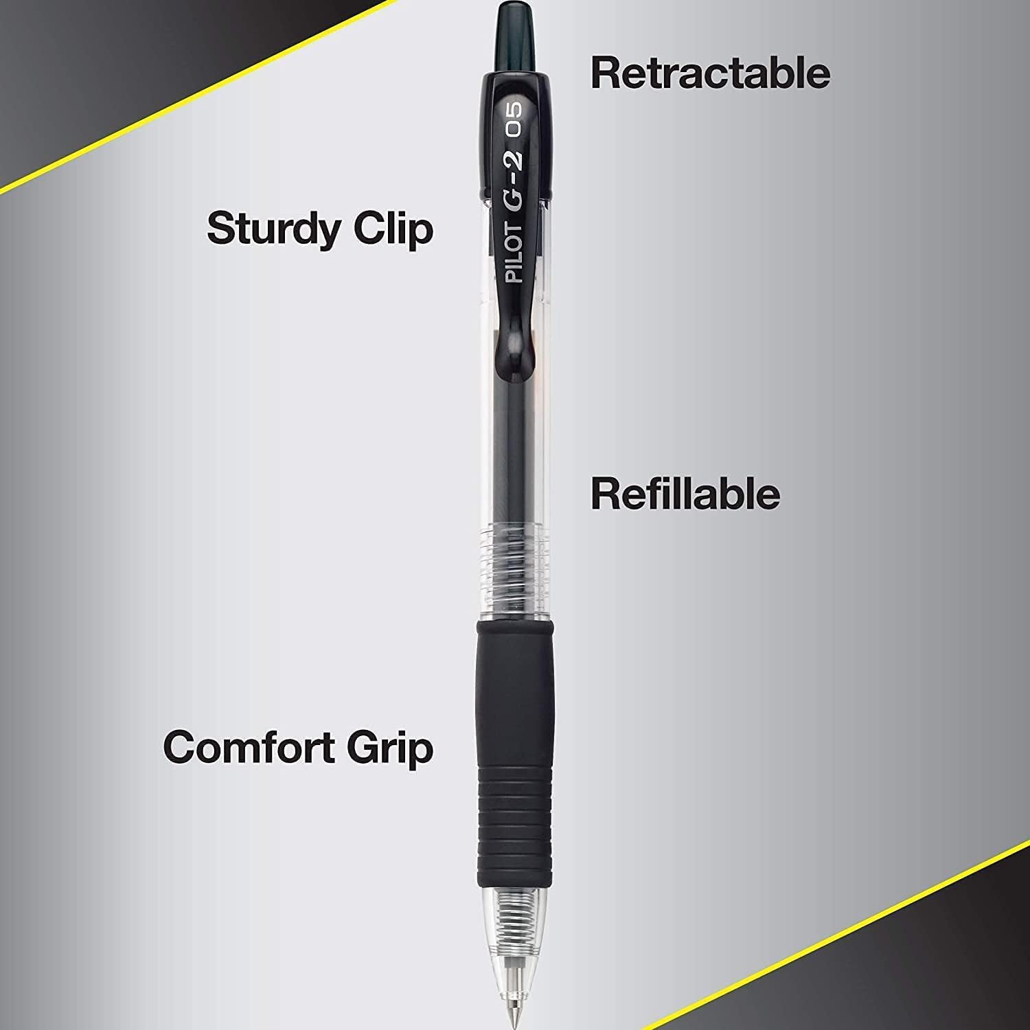 Pilot G2 Retractable Premium Gel Ink Roller Ball Pens Extra Fine (.5) 3 Dozen Black; Retractable, Refillable & Premium Comfort Grip; Smooth Lines to the End of Page, America’s #1 Selling Pen Brand