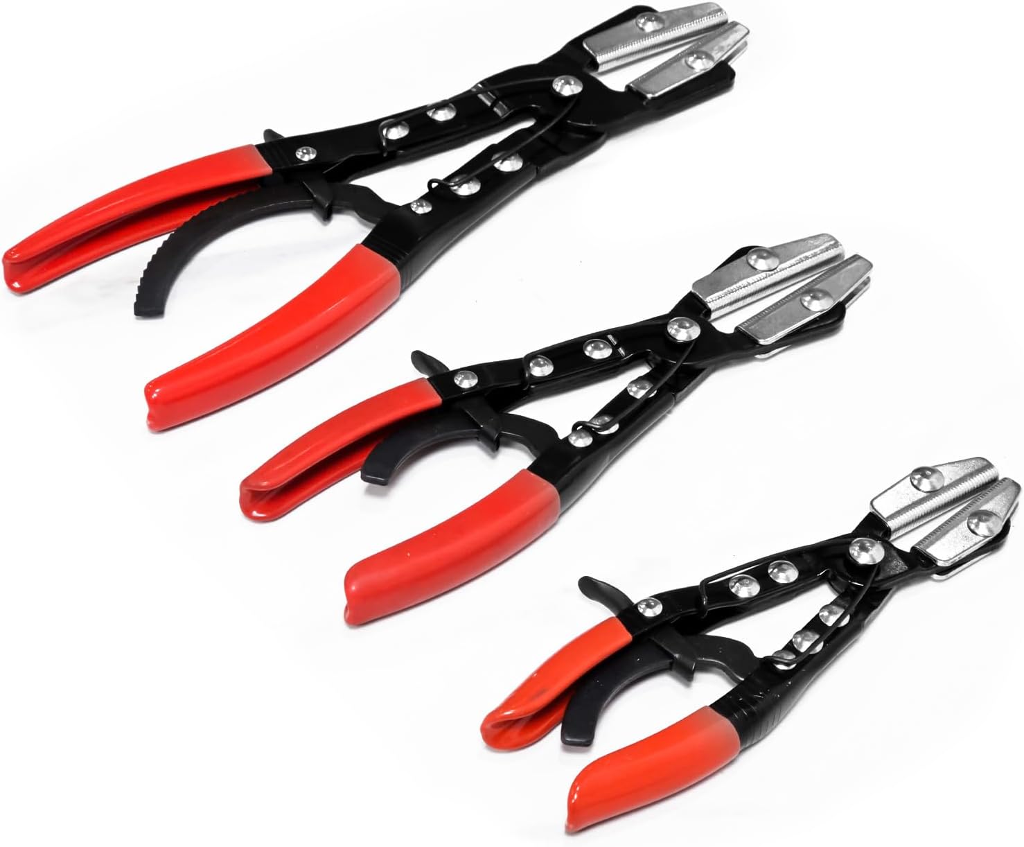 3Pcs Hose Pinch Off Pliers Set, 8inch 10inch 12inch Hose Pinch Clamp Pliers, Automatic Locking Ratcheting Pinch Pliers for Auto Hose Lines, Radiator Lines, Fuel Lines, Coolant Lines